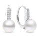 Brilio Silver Půvabné stříbrné náušnice s perlou a zirkony EA94