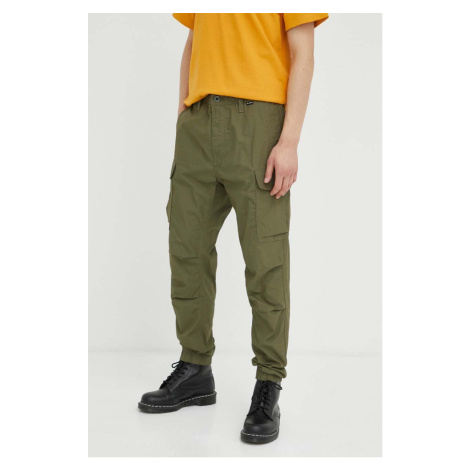 Bavlněné kalhoty G-Star Raw zelená barva, jednoduché