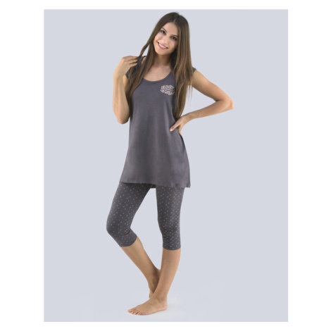 Dámské 3/4 pyžamo 19078P - tm. šedá pleťová