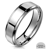 Prsten z oceli ve stříbrné barvě - pás se zrcadlově lesklým povrchem, 6 mm