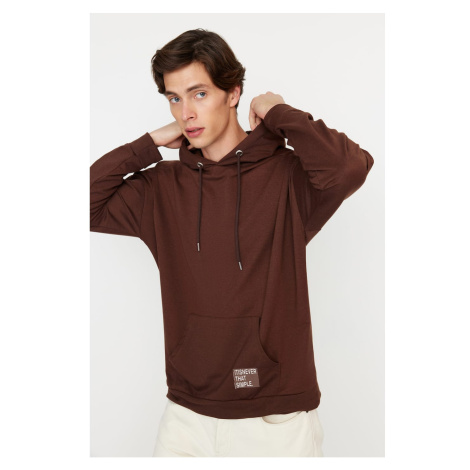 Trendyol Brown Men's Oversize Hooded Long Sleeve Sweatshirt