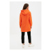 Trendyol Orange Hooded Collar Printed Knitted Sweatshirt