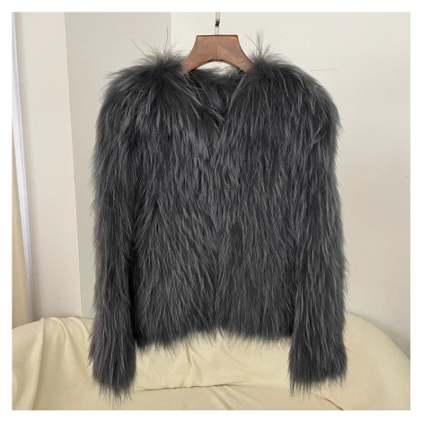 Dámský kožený kabát z pravé mývalí kožešiny