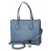 Velká a prostorná dámská koženková taška Patricie, modrá