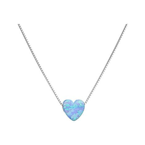 EVOLUTION GROUP Stříbrný náhrdelník se syntetickým opálem světle modré srdce 12048.3 (Ag, 925/10
