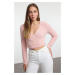 Trendyol Dusty Rose Super Crop Hairy Pearl Detailed Knitwear Sweater