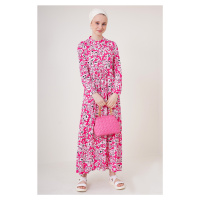 Bigdart 2144 Large Collar Hijab Dress - Fuchsia