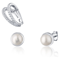 JwL Luxury Pearls Moderní set pozlacených náušnic (1x záušnice, 2x pecková náušnice) JL0808