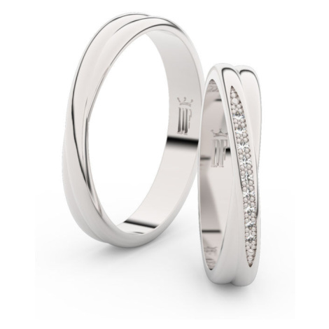 Snubní prsteny z bílého zlata s brilianty, pár - 3019