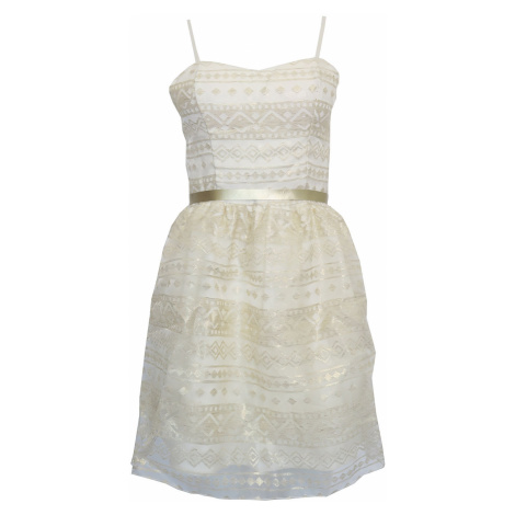 Bílozlaté šaty s mašlí Rinascimento