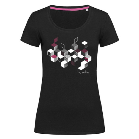 Bontis Dámské tričko CUBES - Černá / růžová