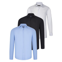 TRIPLE SET G726 DEWBERRY SHIRT-BLACK-WHITE-BLUE