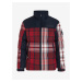 Červeno-modrá pánská zimní prošívaná bunda Tommy Hilfiger New York Check Puffer Jacket