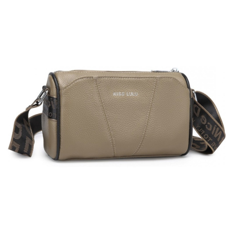 Miss Lulu dámská kožená crossbody kabelka se širokým popruhem L2310 - khaki