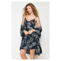 Trendyol Anthracite Animal Patterned Viscose Woven Nightgown