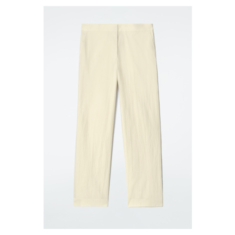 H & M - TAILORED COTTON STRAIGHT-LEG TROUSERS - žlutá H&M