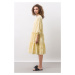 Bavlněné šaty Ivy & Oak béžová barva, mini, áčková