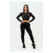 Nebbia DÁMSKY CROP TOP S DLOUHÝM RUKÁVEM INTENSE PERFORM 839 Black XS