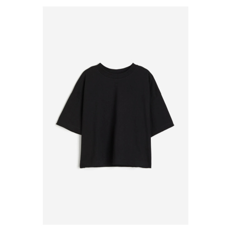 H & M - Bavlněné tričko styl boxy - černá H&M