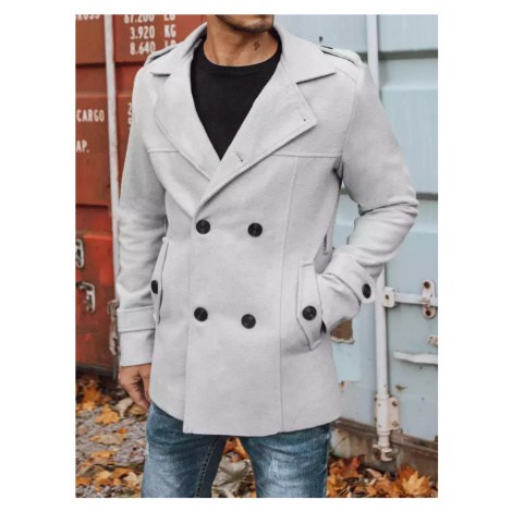 Světle šedý pánský dvouřadý kabát Šedá BASIC