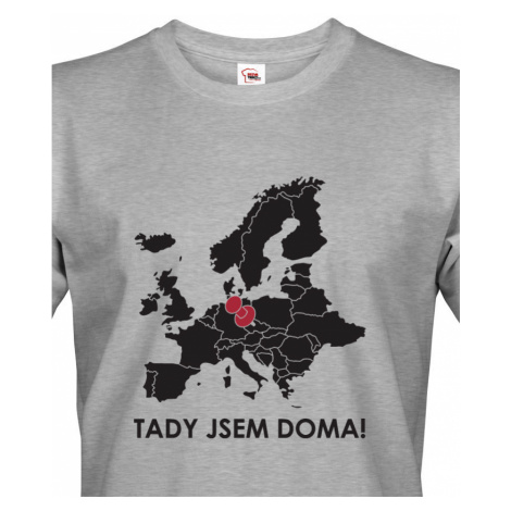 Pánské triko pro cestovatele Tady jsem doma - s mapou Evropy BezvaTriko