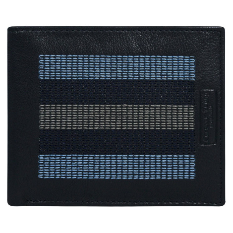 Tmavě modrá kožená peněženka s prošíváním Fashionhunters