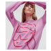 Svetr karl lagerfeld ikonik 2.0 crew neck sweater pink/red