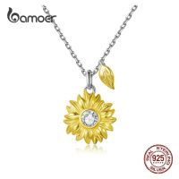 Stříbrný náhrdelník s přívěskem žlutá květina BSN212 LOAMOER