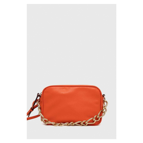 Kožená kabelka Red Valentino oranžová barva