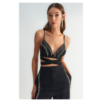 Trendyol X Zeynep Tosun Black Stone Accessorized Bustier