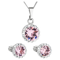 Sada šperků s krystaly Swarovski náušnice, řetízek a přívěsek růžové kulaté 39352.3 light rose