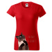 DOBRÝ TRIKO Dámské tričko s potiskem Naštvaná kočka Barva: Červená