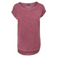 Urban Classics Ladies Long Back Shaped Spray Dye Tee Dámské tričko burgundská červeň