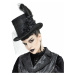 klobouk DEVIL FASHION - Abandoned Carnival - Gothic Top Hat with Fishnet and Feathers