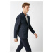 Koton Men's Navy Blue Checkered Pocket Blazer Jacket