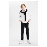 DEFACTO Boy's Straight Leg Black Gabardine School Trousers