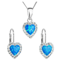 Evolution Group Srdíčková souprava šperků s krystaly Preciosa 39161.1 & blue s.opal (náušnice, ř
