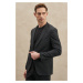 ALTINYILDIZ CLASSICS Men's Anthracite Slim Fit Slim Fit Monocollar Diagonal Patterned Suit.