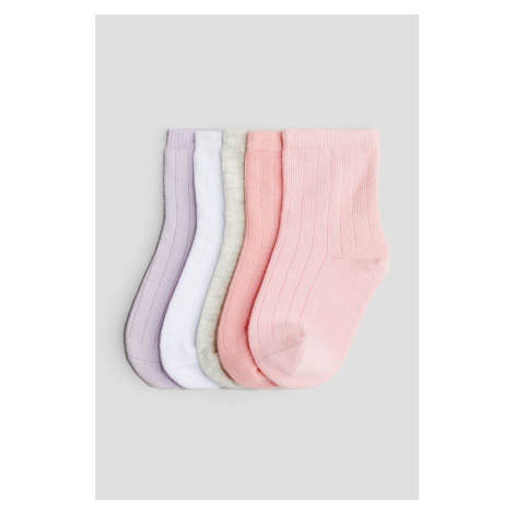 H & M - Pletené ponožky: balení po 5 - růžová H&M
