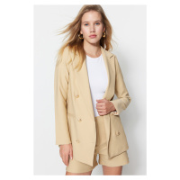 Trendyol Beige Woven Lined Double Breasted Blazer with Closure