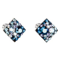 Stříbrné náušnice pecka s krystaly Swarovski modrý kosočtverec 31169.3 Blue Style