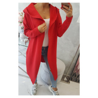 Dlouhý kabát s kapucí červený