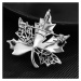 Éternelle Luxusní podzimní brož se zirkony Luz - javorový list B8055-LXT0515A Stříbrná