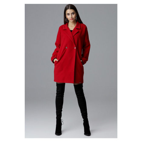Červený oversize kabát Červená Figl