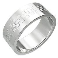 Ocelový prsten lesklý se vzorem ve tvaru šachovince