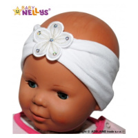 Čelenka Baby Nellys ® s květinkou - bílá, 80/92, vel.