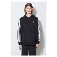 Mikina adidas Originals 3-Stripes Hoodie dámská, černá barva, s kapucí, s aplikací, IU2418