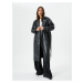Koton Faux Leather Trench Coat Belted Buttoned Double Breasted