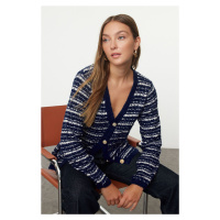 Trendyol Navy Blue Soft Texture Boucle Knit Cardigan