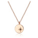 Stříbrný 925 náhrdelník růžovozlaté barvy - lesklý kruh, severní hvězda, černý diamant